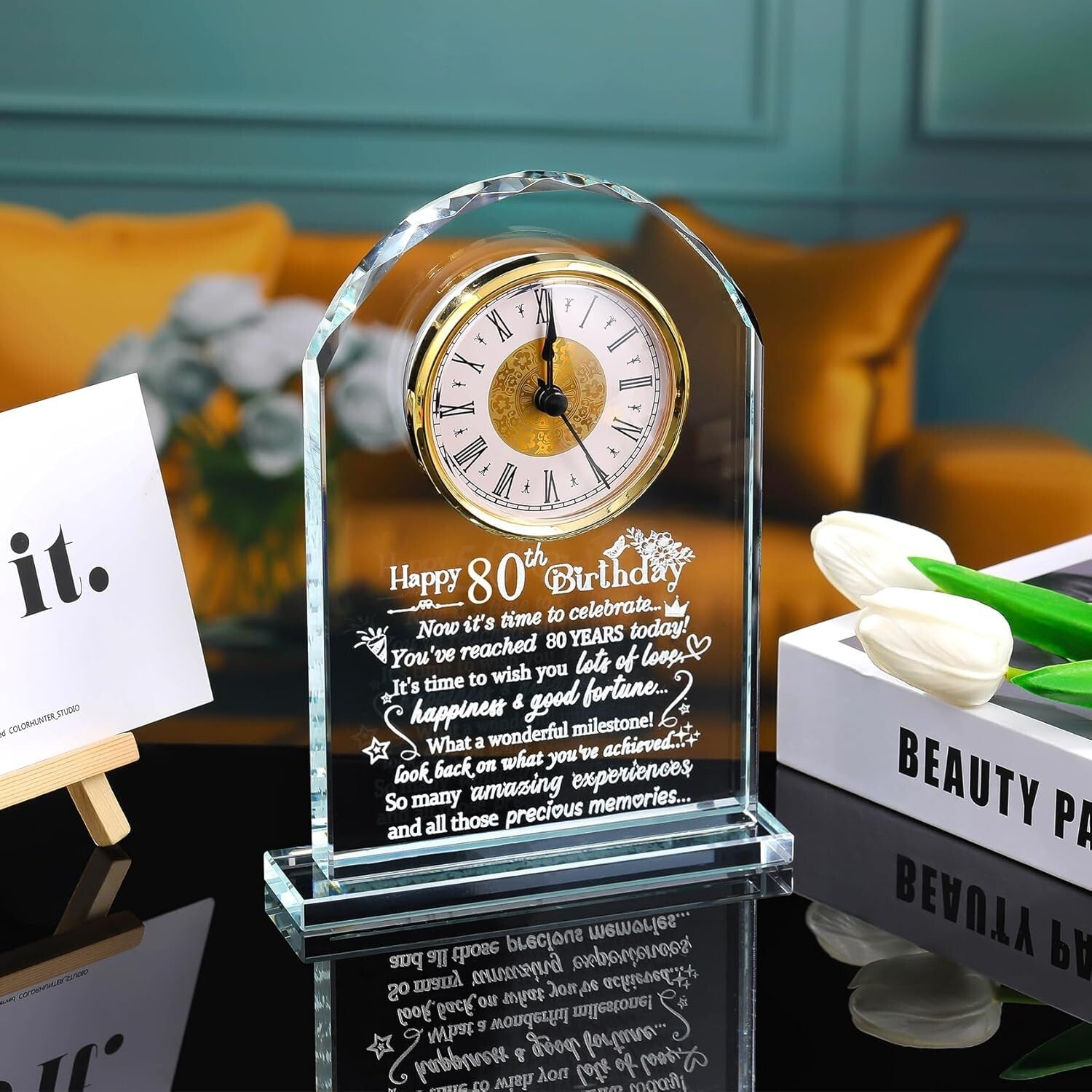 Decorative 80th Birthday Quartz Clock - Memory Keeper for Milestone Celebrations