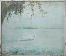 Load image into Gallery viewer, Rustic Nature Scene Wall Art Featuring Swans on a Lake - 37.25 x 31.5 inches