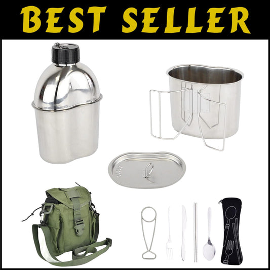 Compact and Durable Stainless Steel Cooking Set - Ideal for Survival Situations