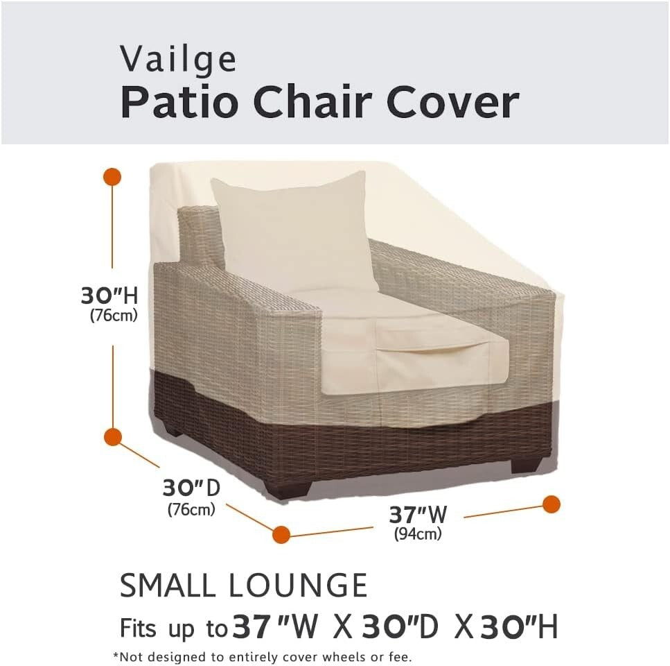Small Waterproof Lounge Chair Covers - 600D Oxford Fabric in Beige & Brown