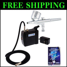 Load image into Gallery viewer, Precision Gravity Feed Airbrush System with Lightweight Mini Compressor Included