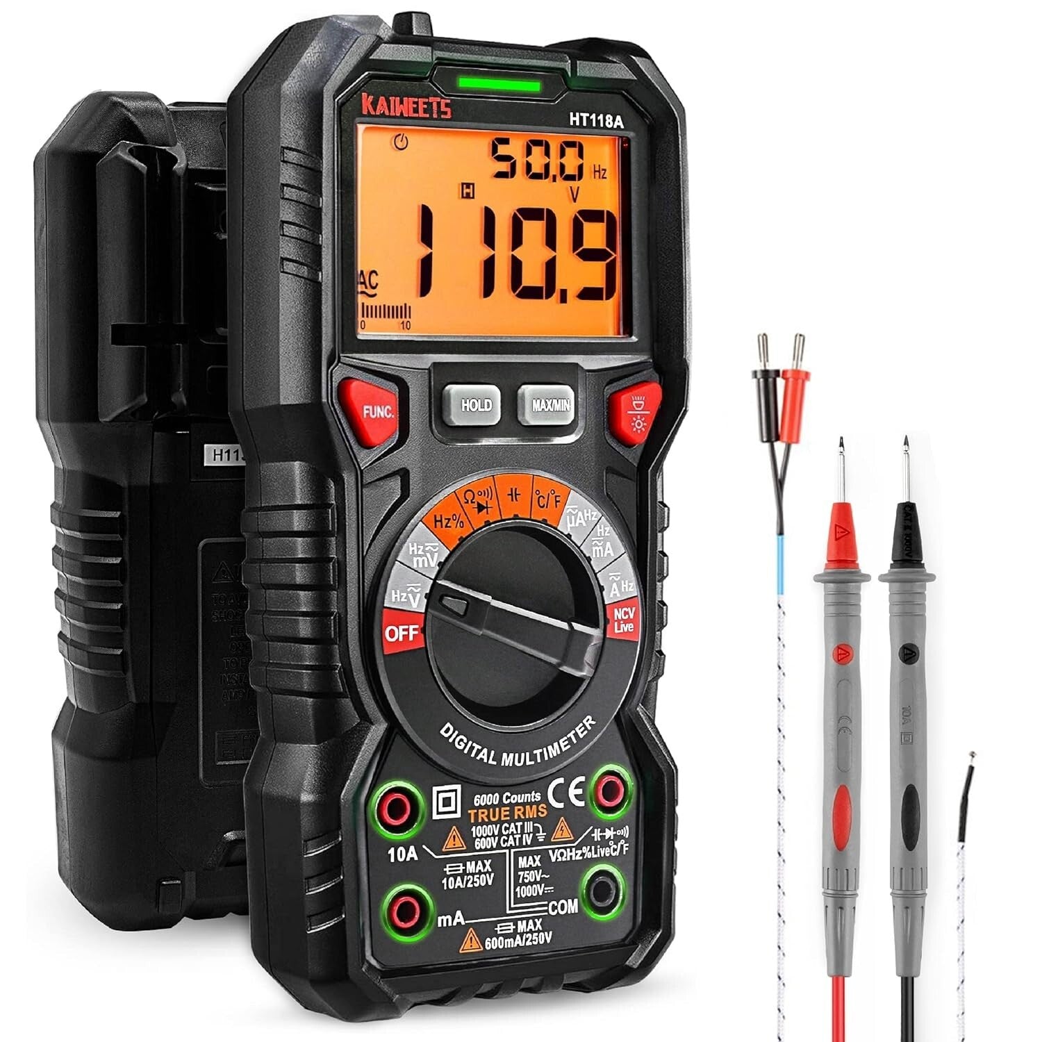 Compact 6000 Counts Digital Multimeter - Battery Operated with Backlight Display