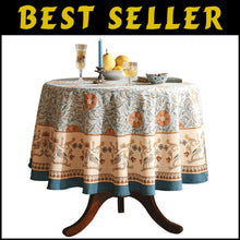 Load image into Gallery viewer, Elegant French Country Rustic Tablecloth - 67" Round with Pleated Corners