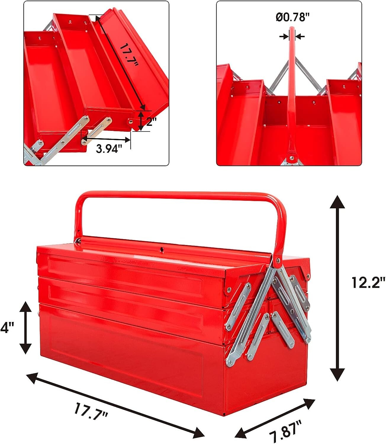 Durable 18-Inch Cantilever Toolbox - Locking Steel Organizer for DIY Projects