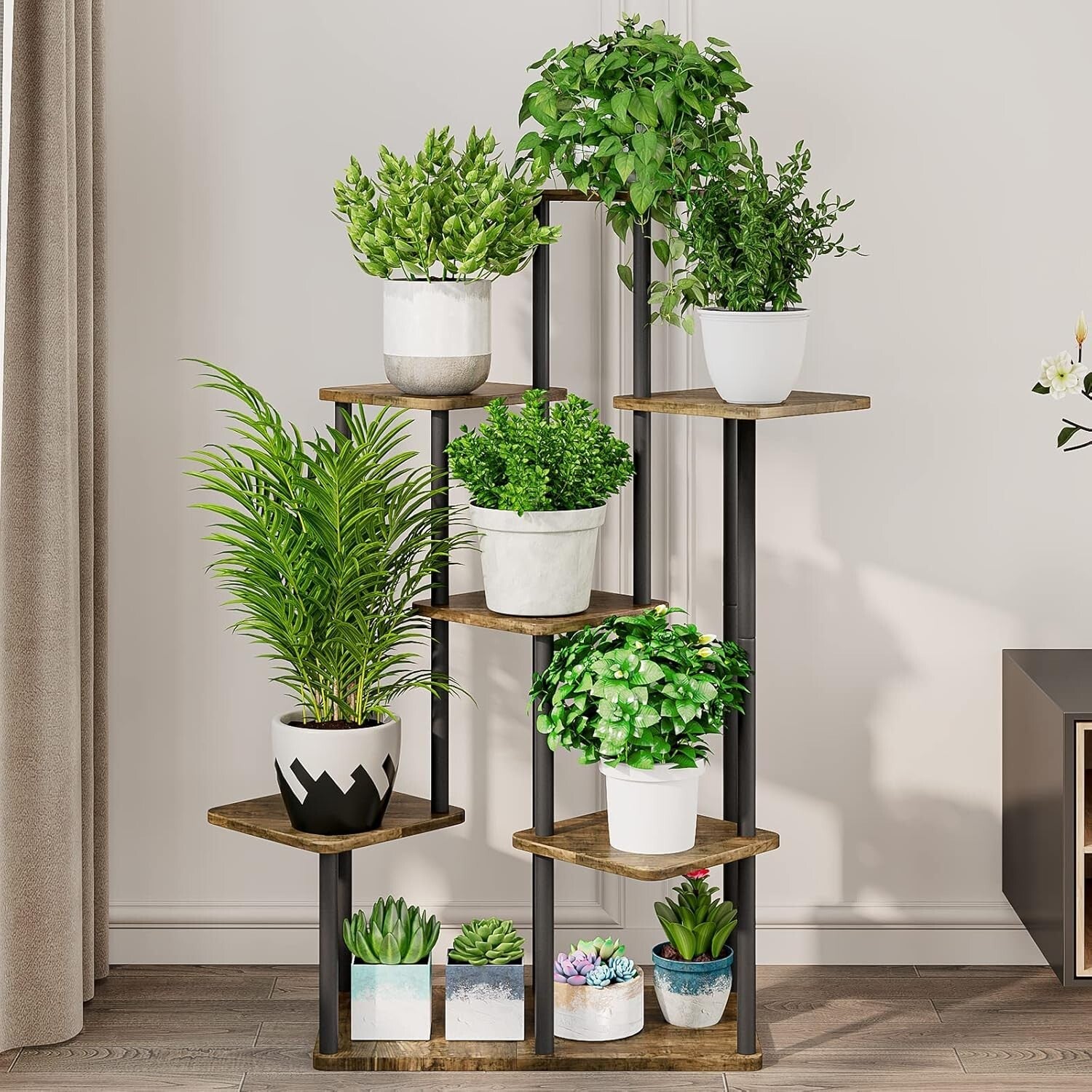 Durable 7-Tier Plant Rack with Anti-Slip Base for Secure Indoor Plant Display