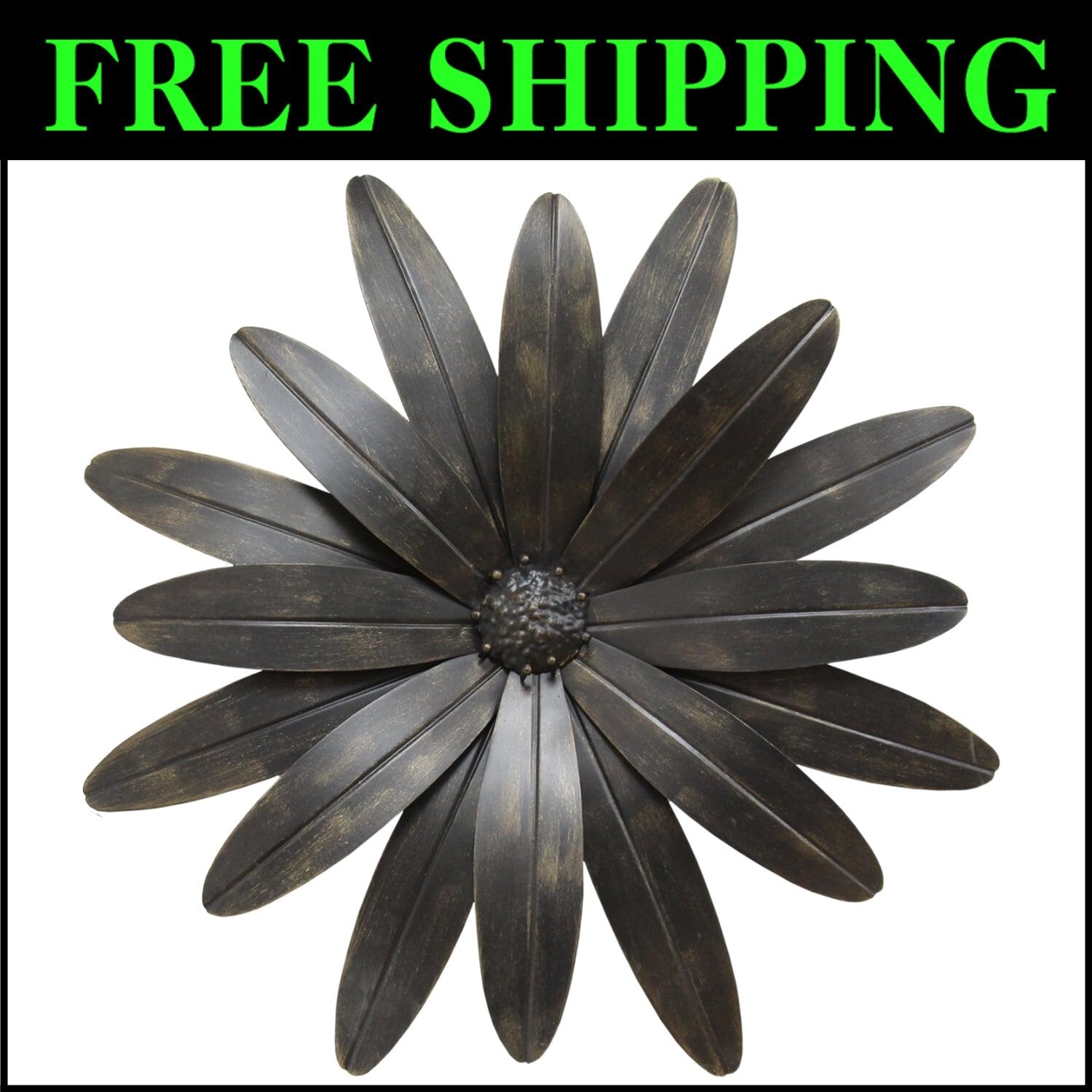 Ready-to-Hang Black Metal Flower Wall Decor with Contemporary Design - 1 Piece