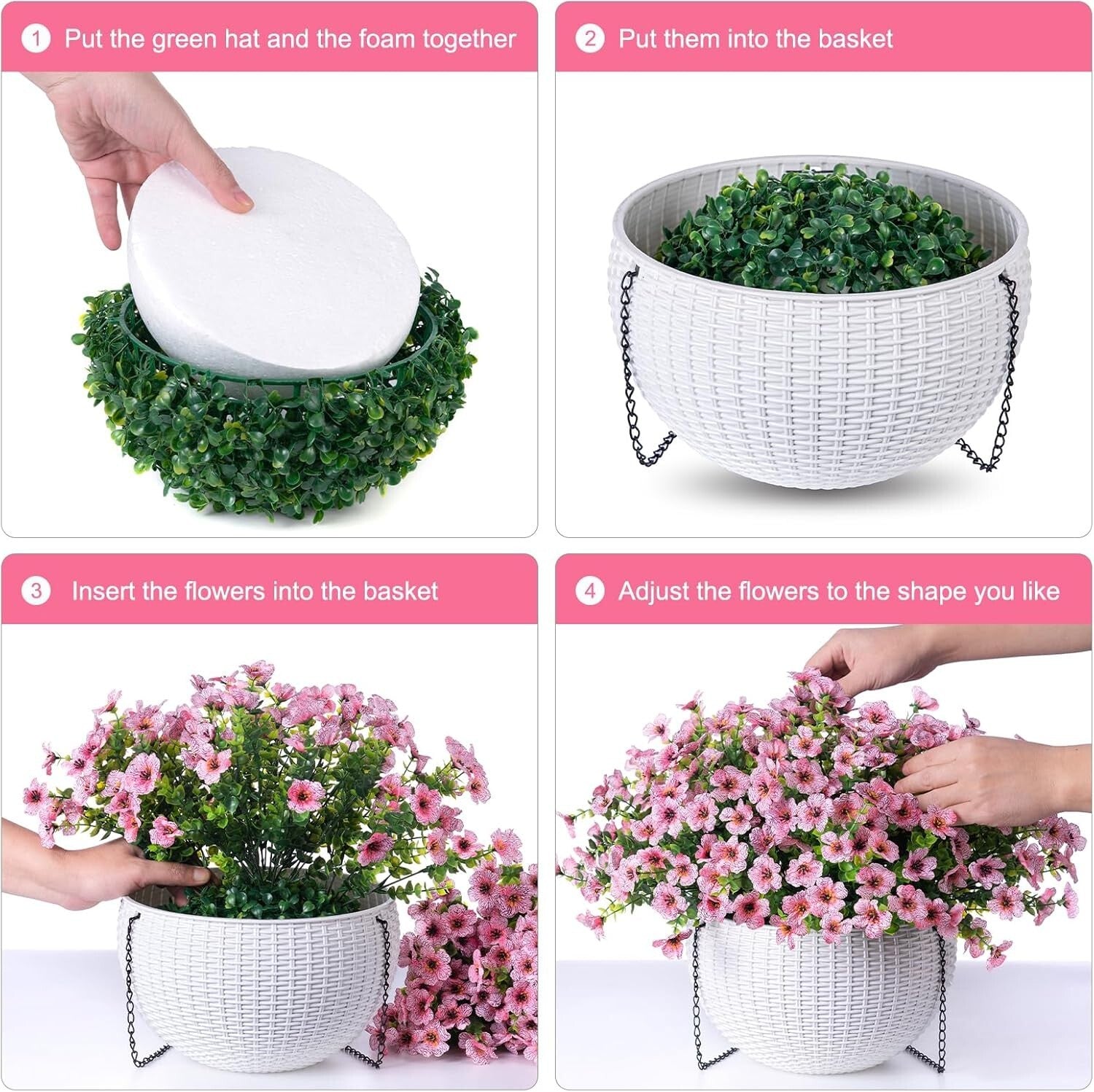 Elegant Silk Daisy Hanging Basket - Perfect for Year-Round Home and Patio Charm