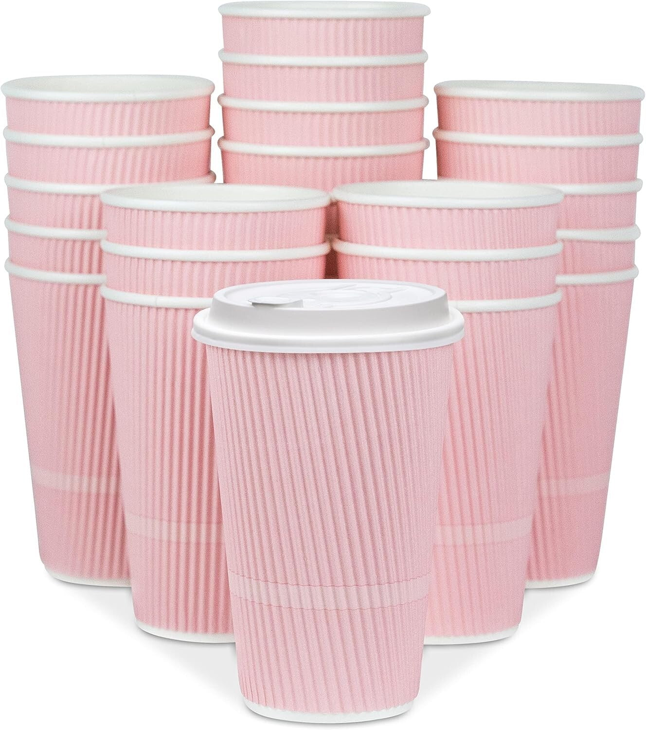 Elegant Pink 16 oz To-Go Coffee Cups - Leak-Proof & Stylish 80 Cup Pack
