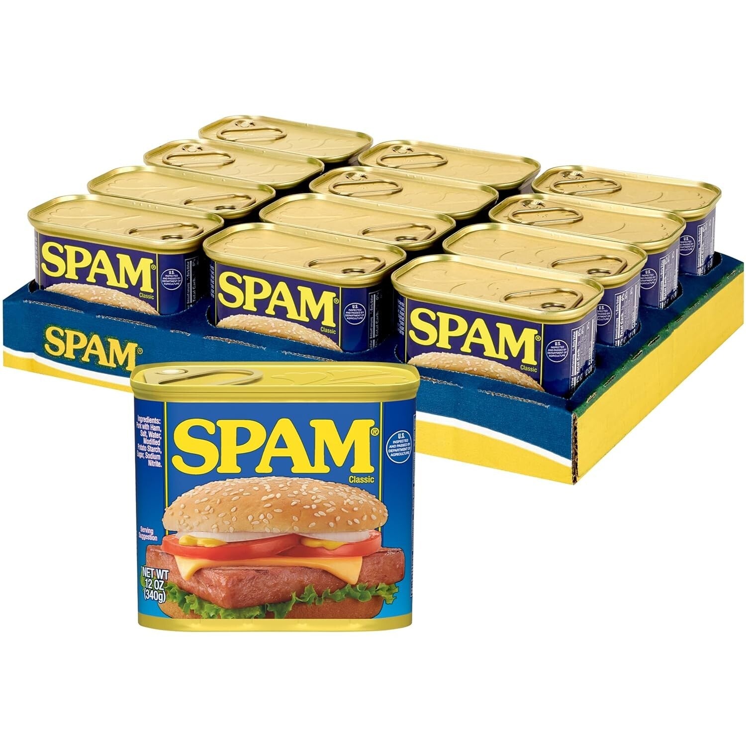 12 Can Pack of Classic Luncheon Meat - 180 Calories & 7g Protein per Serving