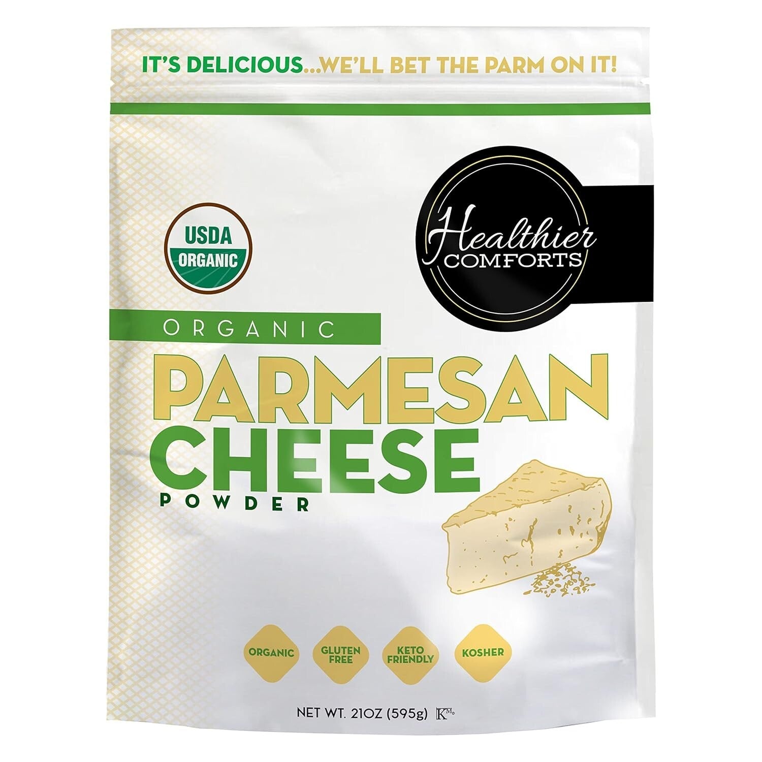 Versatile Organic Parmesan Cheese Powder - Keto-Friendly, Resealable 21oz Bag