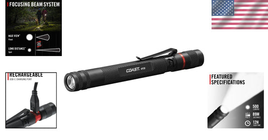 Versatile 500 Lumen Rechargeable Twist Focus Penlight - Ideal for Professionals