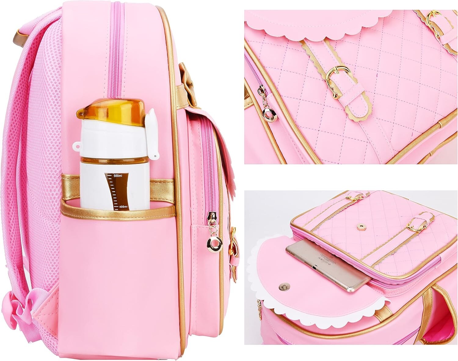 Charming Waterproof Girls Backpack with Multiple Compartments & Bow-Tie Style