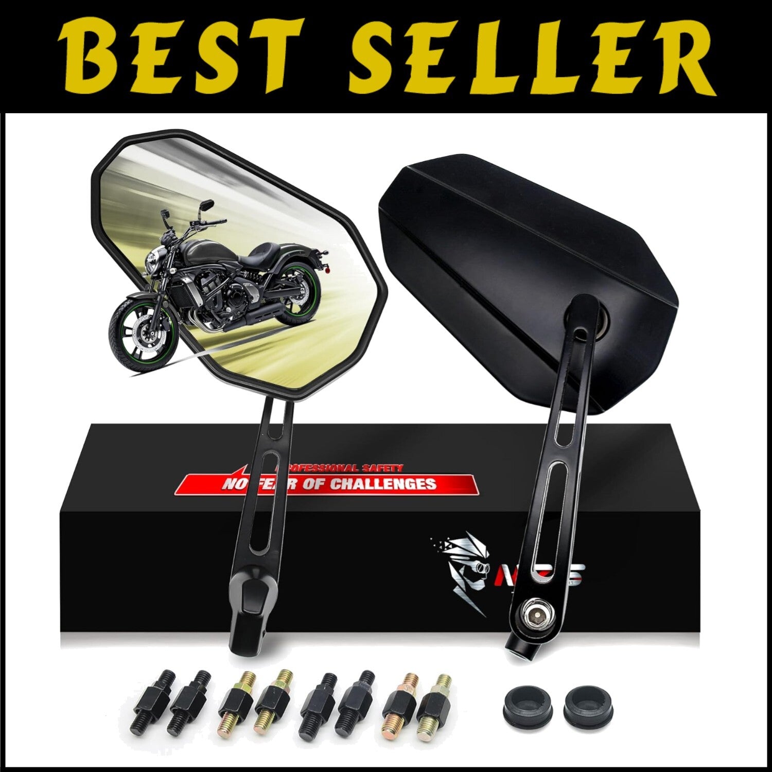 Universal Motorcycle Mirrors - Adjustable Heavy-Duty Aluminum Side Mirrors