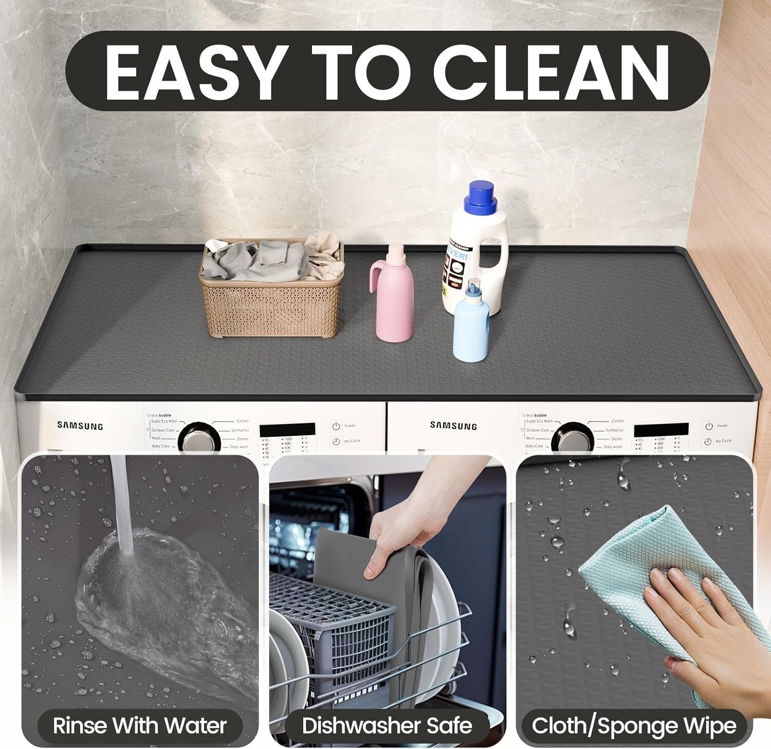 Non-Slip Silicone Washer and Dryer Mat - 51.2” x 25.6”, Dust & Scratch Protector