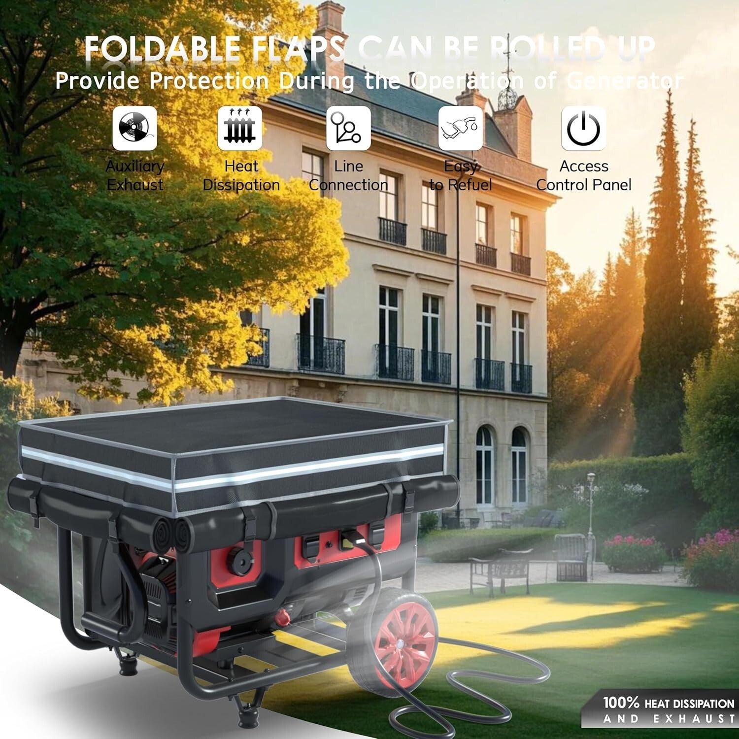 Professional Running Generator Cover with Tool Pockets - 32X24X24 Waterproof