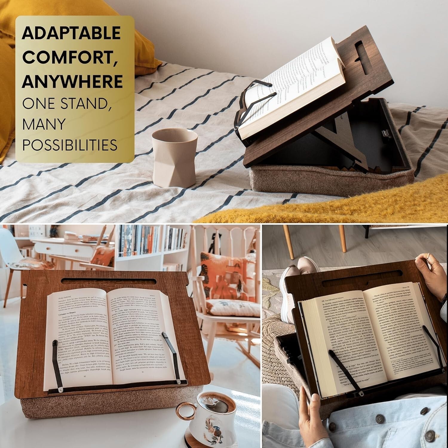 Compact & Portable Book Stand with Storage - Ideal for Recipes & Sheet Music
