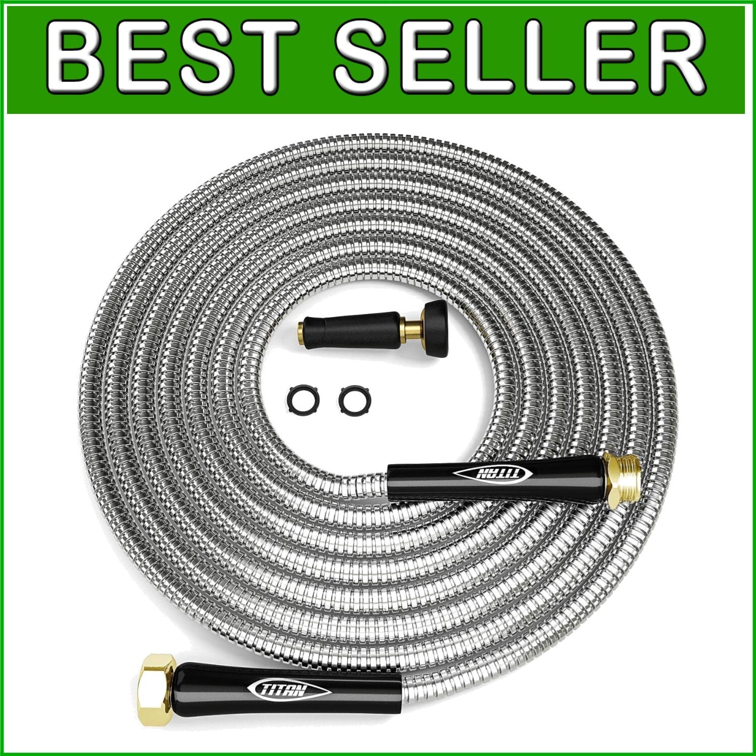Flexible 304 Stainless Steel Garden Hose - Crush-Resistant & Durable 500 PSI