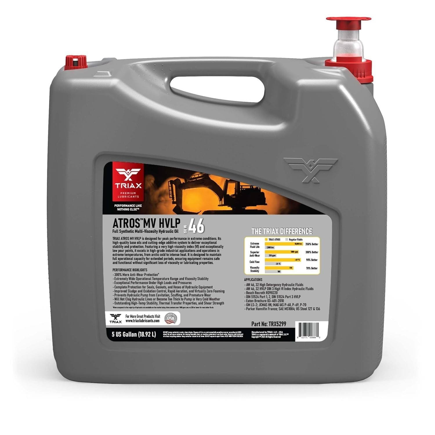 Atros MV HVLP 46 Full Synthetic Hydraulic Oil - 5 Gallon Extreme Performance