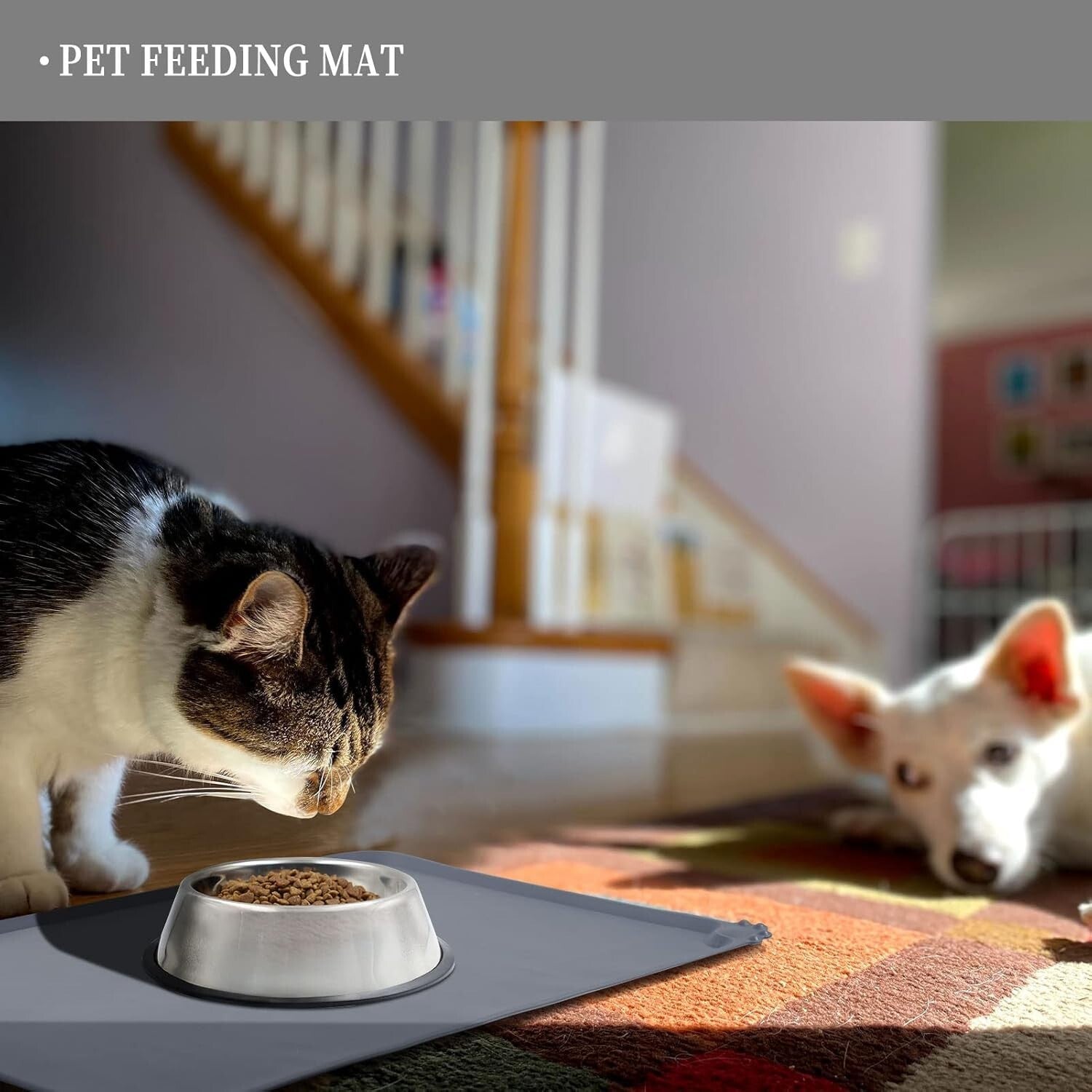 Waterproof Non-Slip Pet Feeding Mat with High Edges for Mess-Free Mealtime