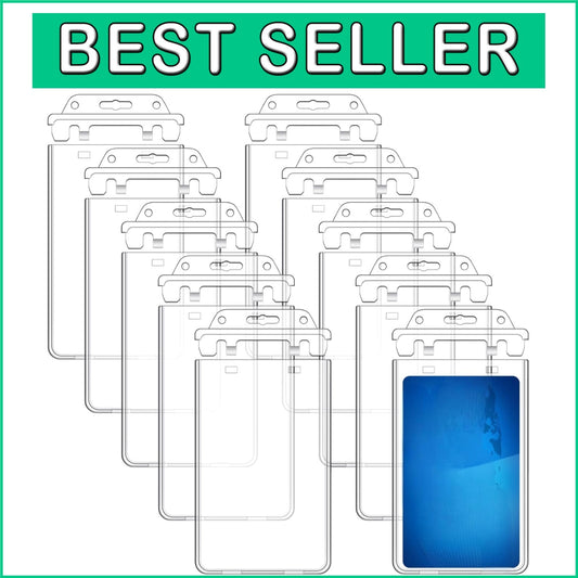 100 Pack Heavy Duty Clear ID Badge Holders with Permanent Locking - 2.4 x 4.2 in