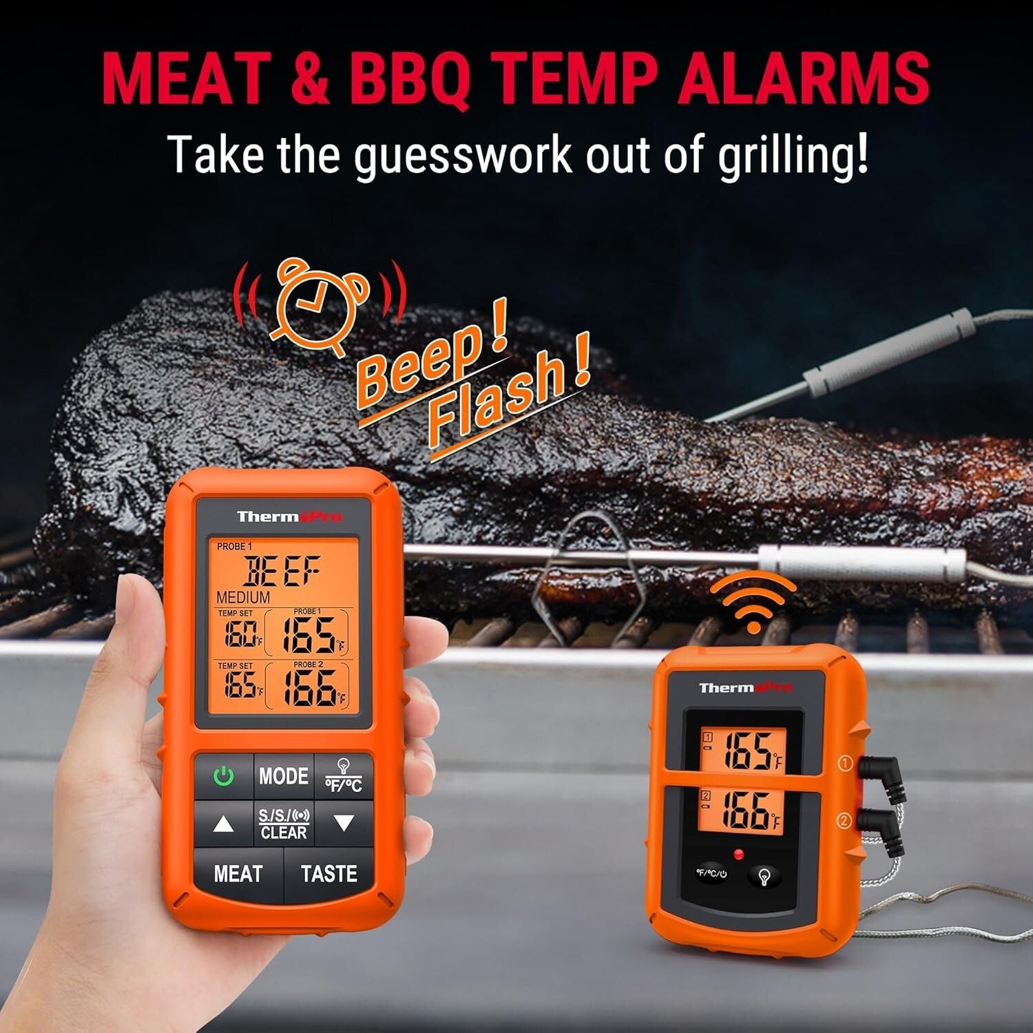 Digital BBQ Meat Thermometer with Dual Probes - Hassle-Free Cooking Made Easy
