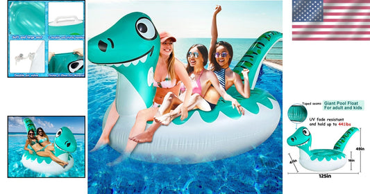 Durable Inflatable Dinosaur Pool Float for Kids and Adults – 441 lbs Capacity!