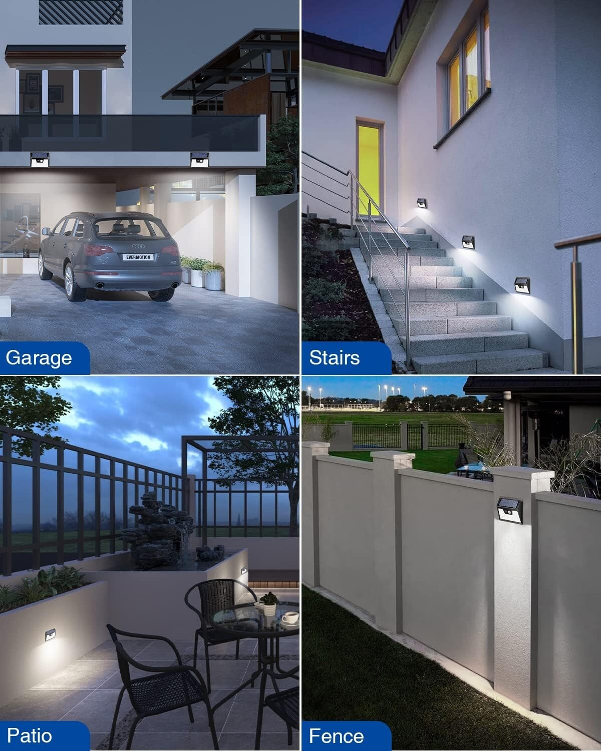 16 Pack Solar Powered Motion Sensor Lights, 140 LEDs - IP65 Waterproof Security