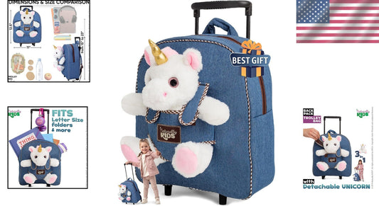 Lightweight Unicorn Kids Suitcase with Rolling Wheels - Ideal for 3-9 Years