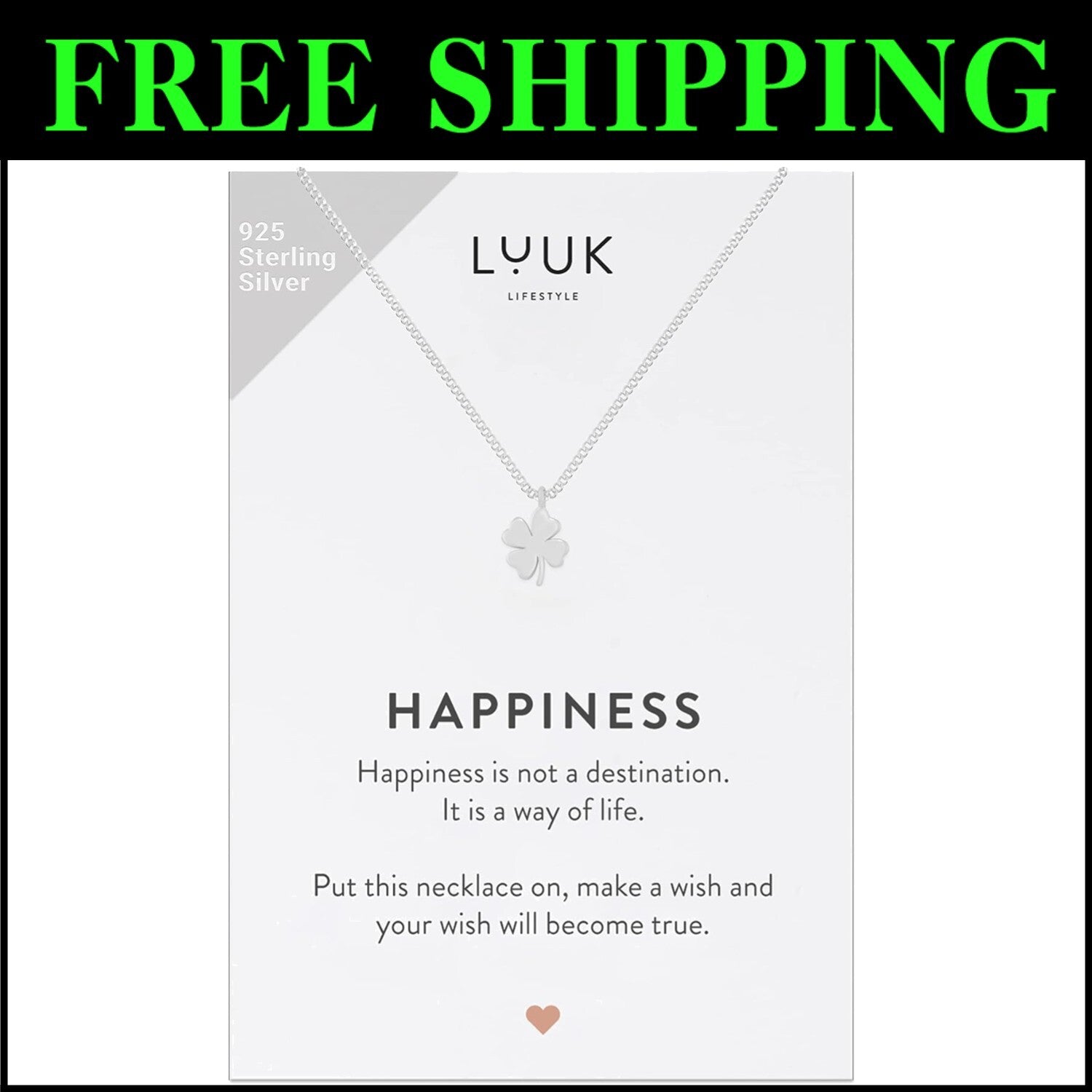 925 Sterling Silver Filigree Necklace with Lucky Clover Pendant - Adjustable 20"