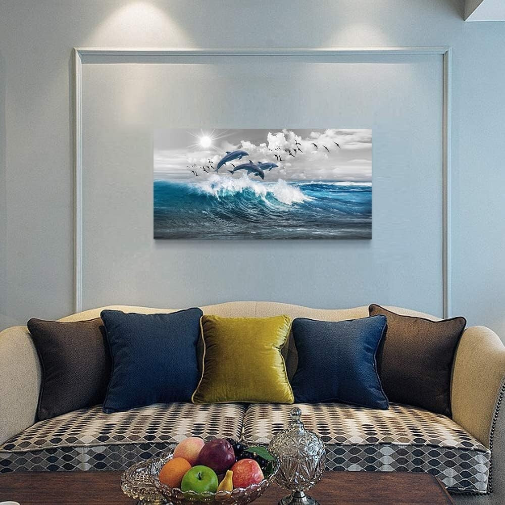 Elegant 40'' x 20'' Blue Sea Canvas Art - Perfect Wall Décor for Home or Office