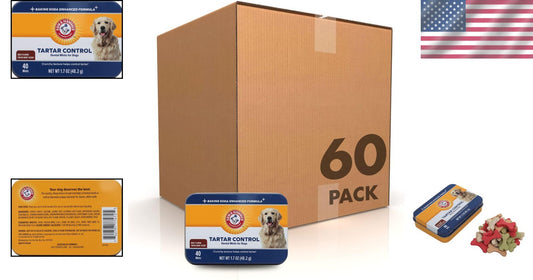 Beef Flavor Dog Dental Mints - Tartar Control Chews for Fresh Breath (60 Pack)