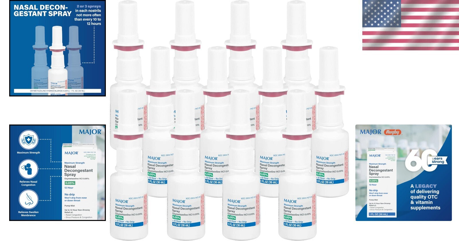 12-Hour Nasal Decongestant Spray - Oxymetazoline Hydrochloride 0.05% - Family...