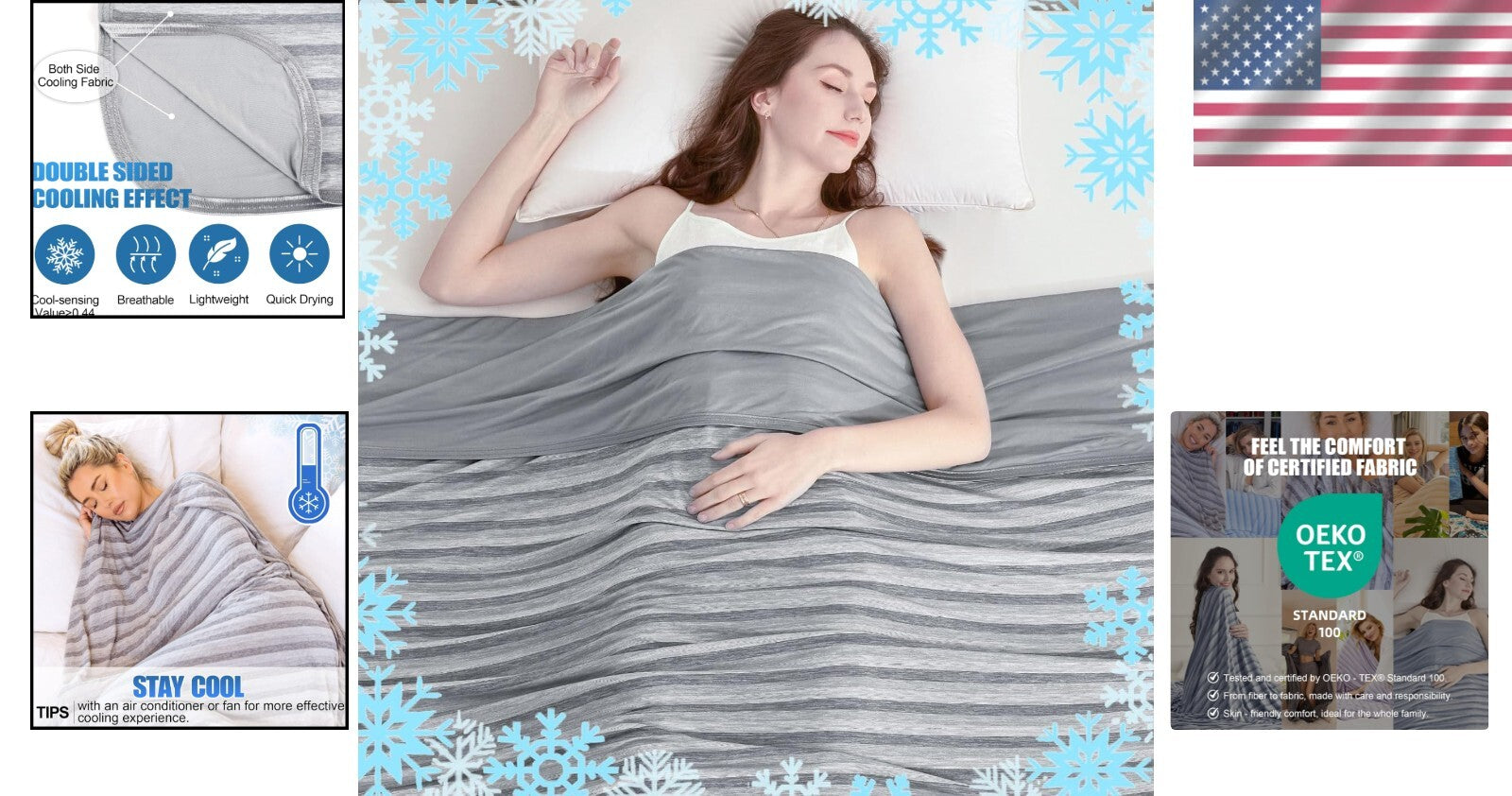 Lightweight 90"x90" Cooling Blanket for Night Sweats - Ideal for Summer Comfort