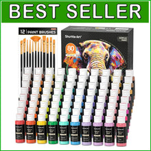 Load image into Gallery viewer, Vibrant 80 Colors Acrylic Paints for Kids &amp; Adults with 12 Brushes - Waterproof