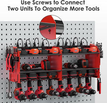 Load image into Gallery viewer, Dual-Tier Power Tool Storage Shelf w/ Surge Protector &amp; Built-in Battery Holder