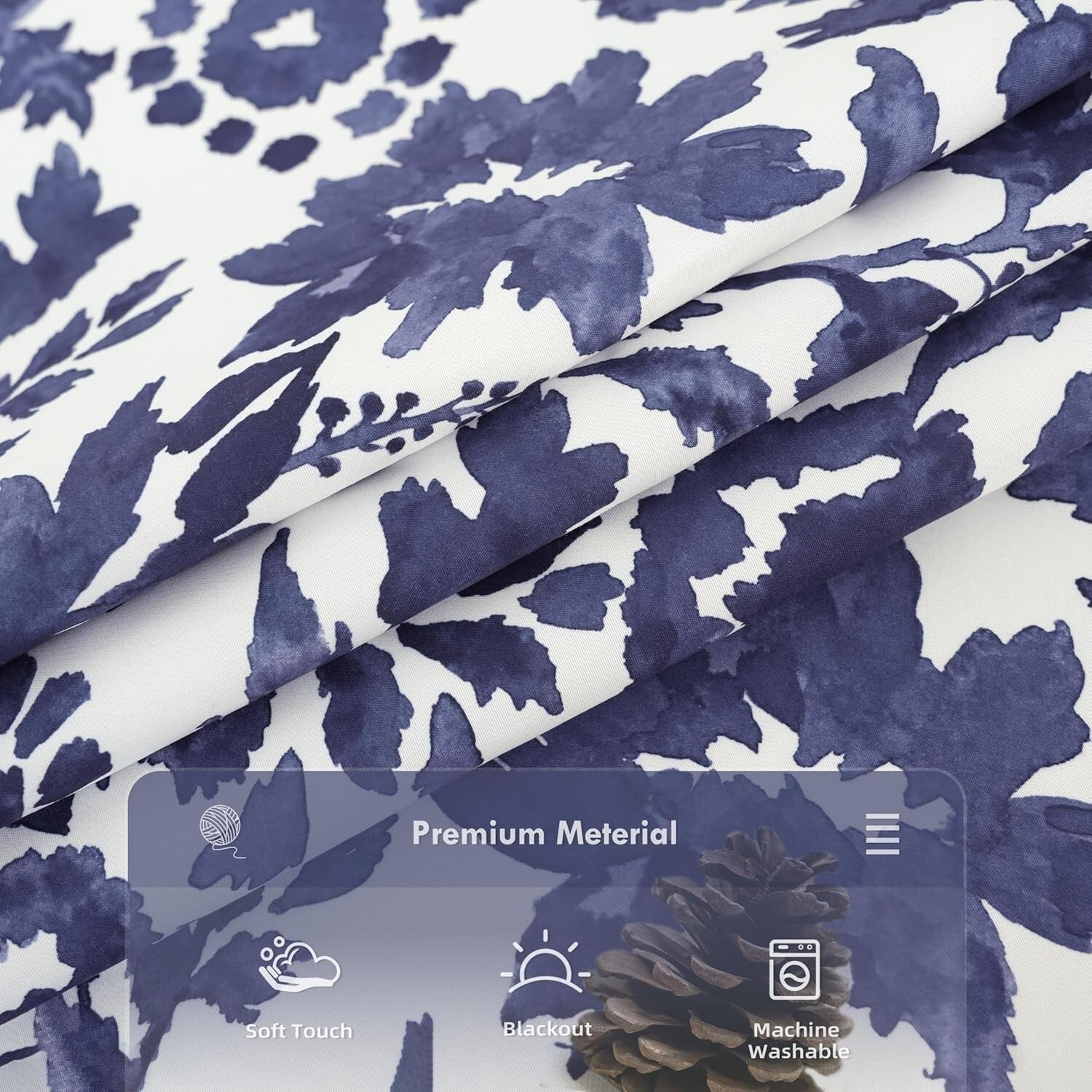 Stylish Watercolor Blooming Flower Valance – 52"W by 18"L Insulated Pair