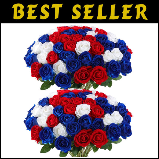 Vibrant Red, White, Blue Faux Roses - Perfect for 4th July Wedding Arrangements