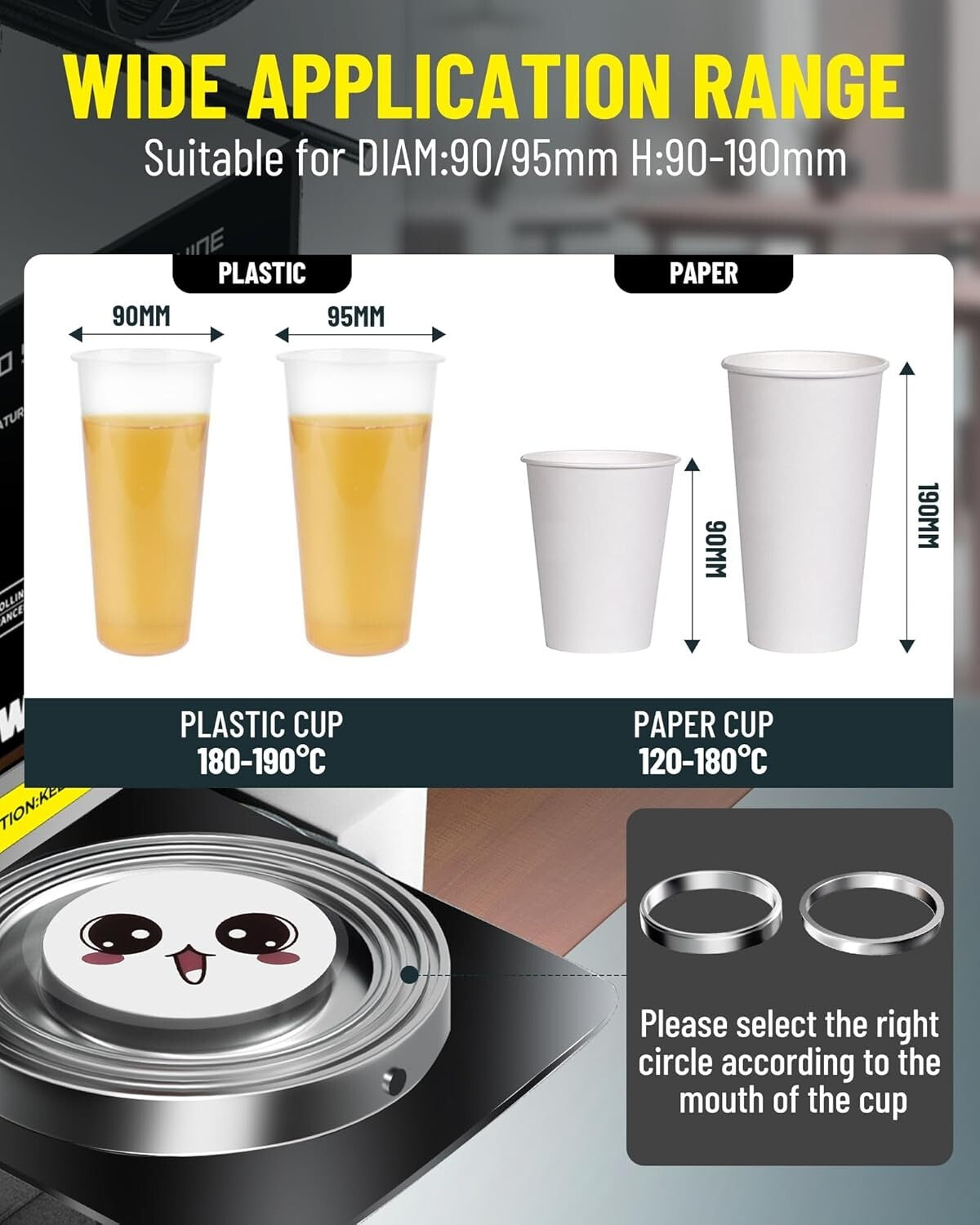 Professional Digital Cup Sealer for Milk Tea & Coffee - 90/95mm, 500-650 Cups/H