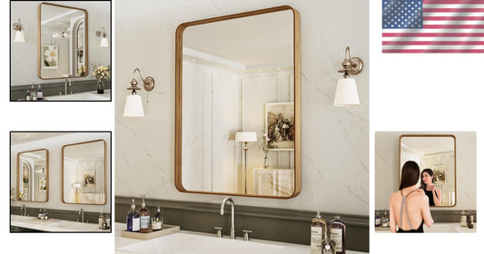 Elegant Wood Grain Colored Bathroom Mirror - 22" x 30" with No Distortion Glass