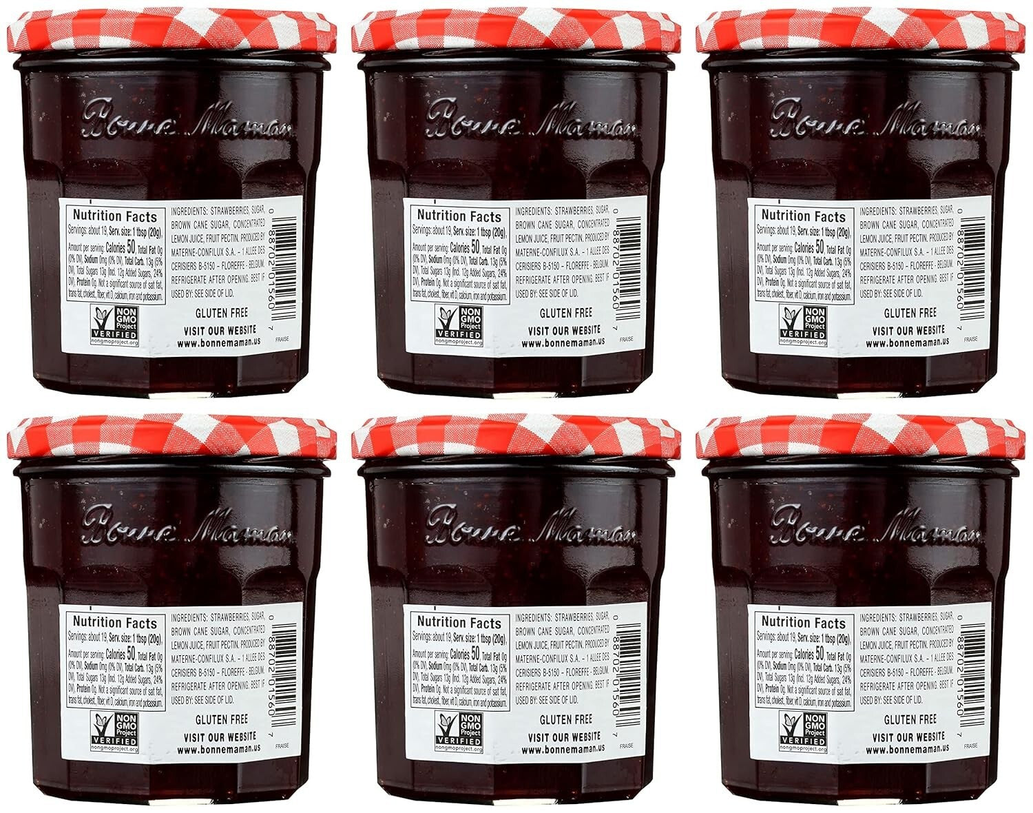 Delicious Natural Strawberry Preserves – 13 Oz Jars, Pack of 6 for Family Treats