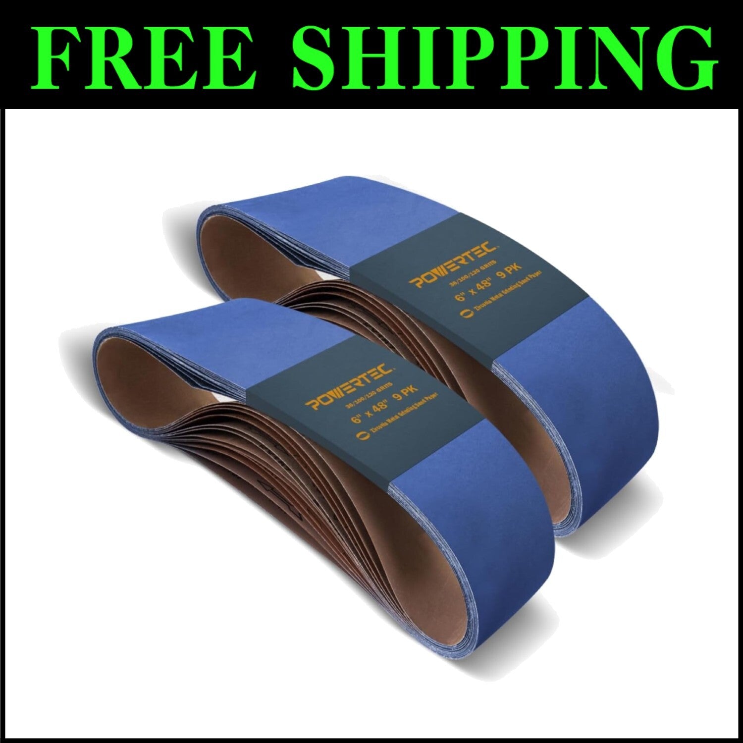 Self-Sharpening 6 x 48 Zirconia Sanding Belts - 36/100/120 Grits Assortment 18PK