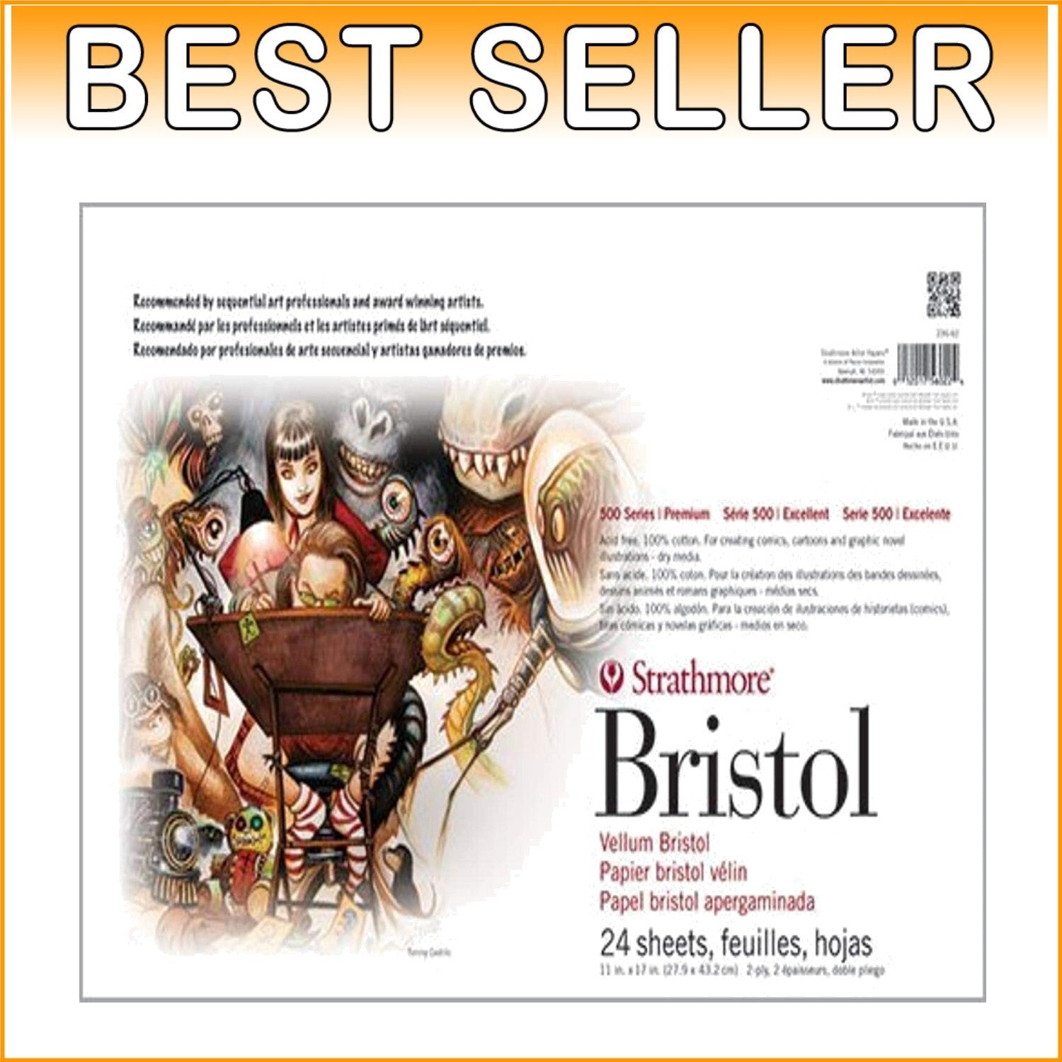 24 Sheet 500 Series Vellum Bristol Art Pad - 11" x 17" for Creative Freedom