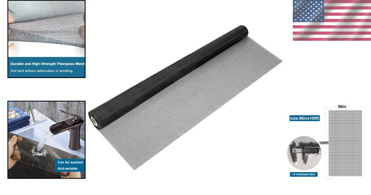 Breathable Adjustable Fiberglass Screen Mesh Roll 96"x100' - DIY Replacement Kit