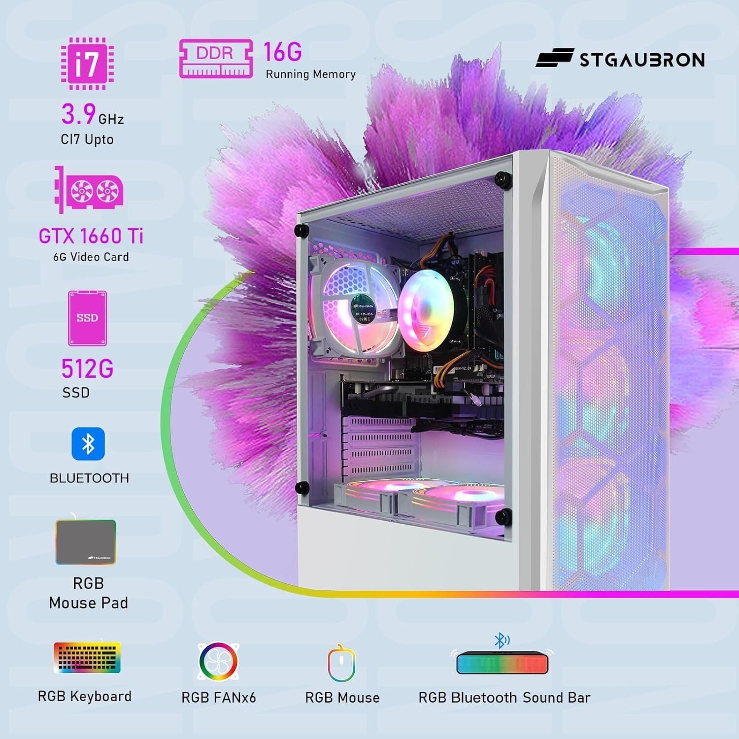 Compact Gaming PC Tower, GTX 1660 Ti, 16GB RAM, RGB - Ultimate Gaming Setup