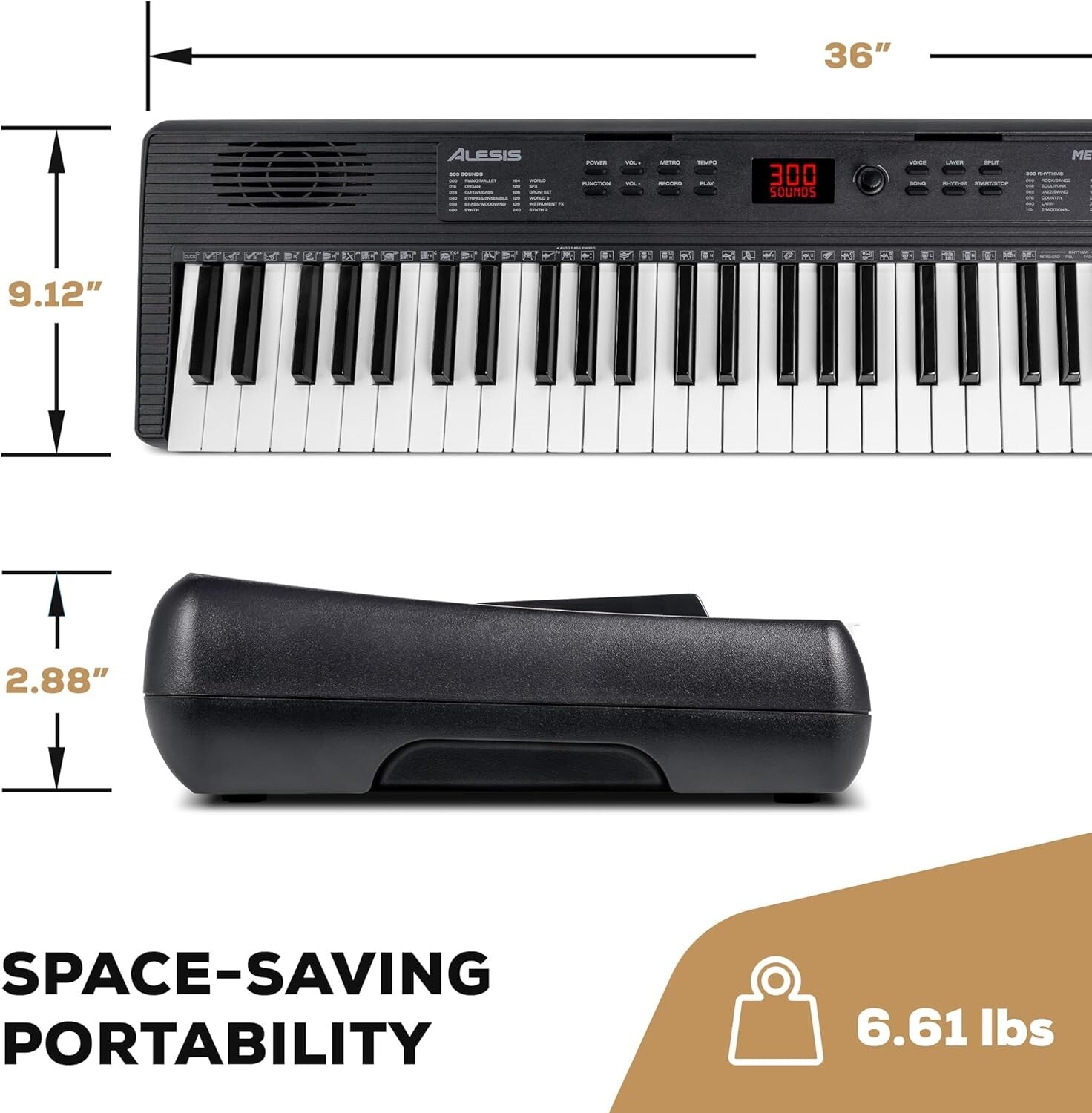 Portable 61-Key Melody MK4 Digital Piano with Built-in Speakers & Music Stand