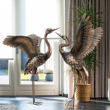 Load image into Gallery viewer, Freestanding Metal Crane Statues - Realistic Garden Art for Outdoor Elegance