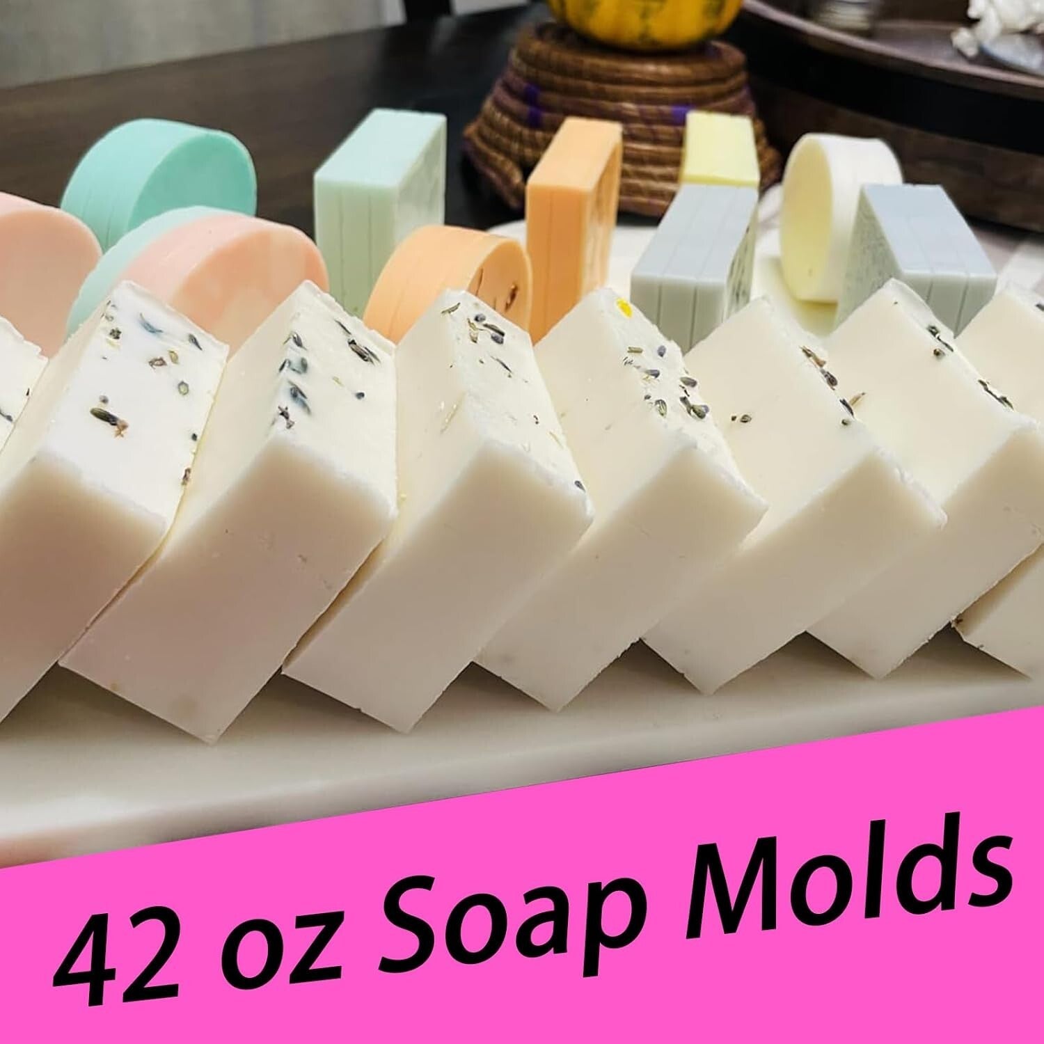 Reusable 42oz Pink Soap Molds Set with Wooden Lids - Ideal for Creative Crafts