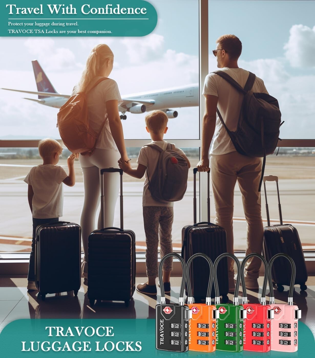 Effortless Combination Setting TSA Approved Cable Locks for Suitcase – 2 Pack