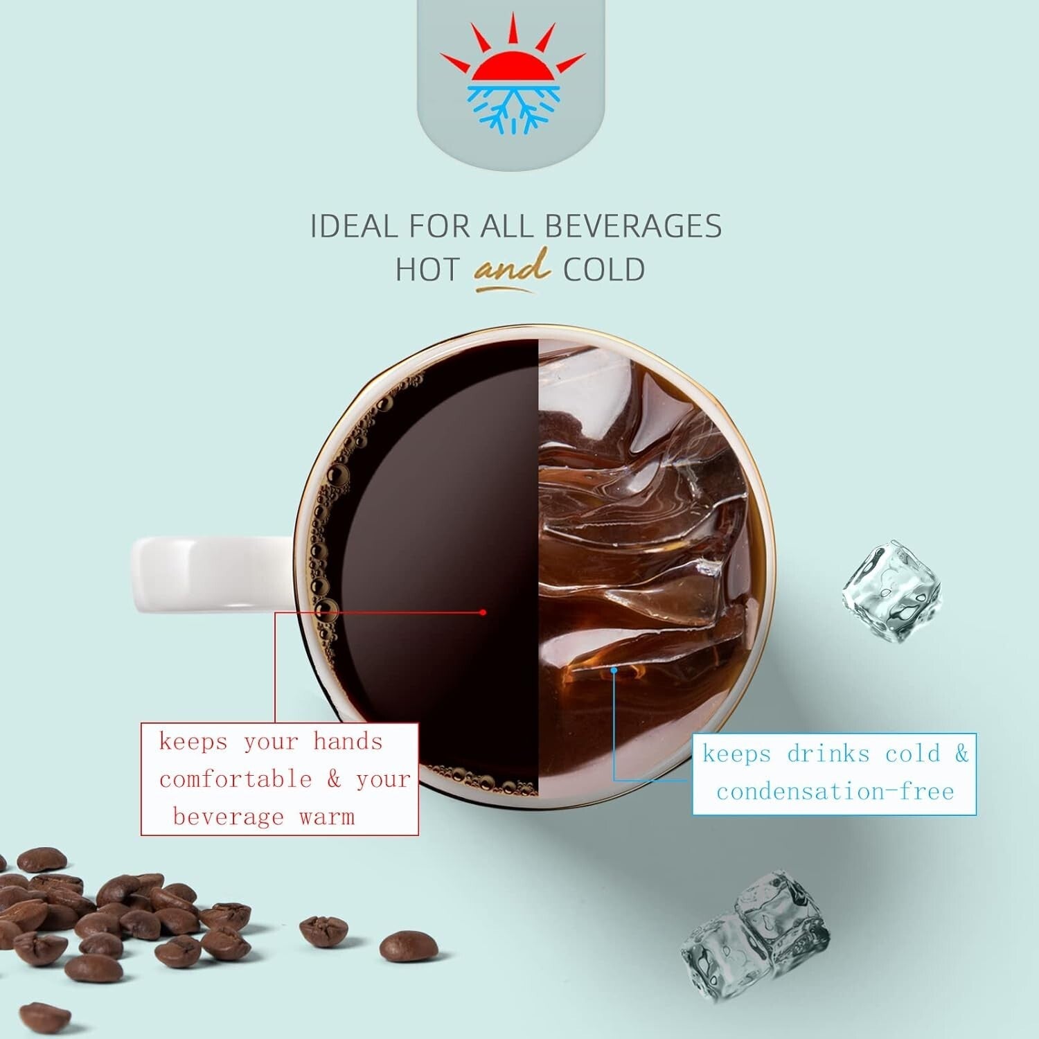 Elegant Set of 6 Gold Trim Fine Bone China Coffee Mugs - 10oz White Porcelain