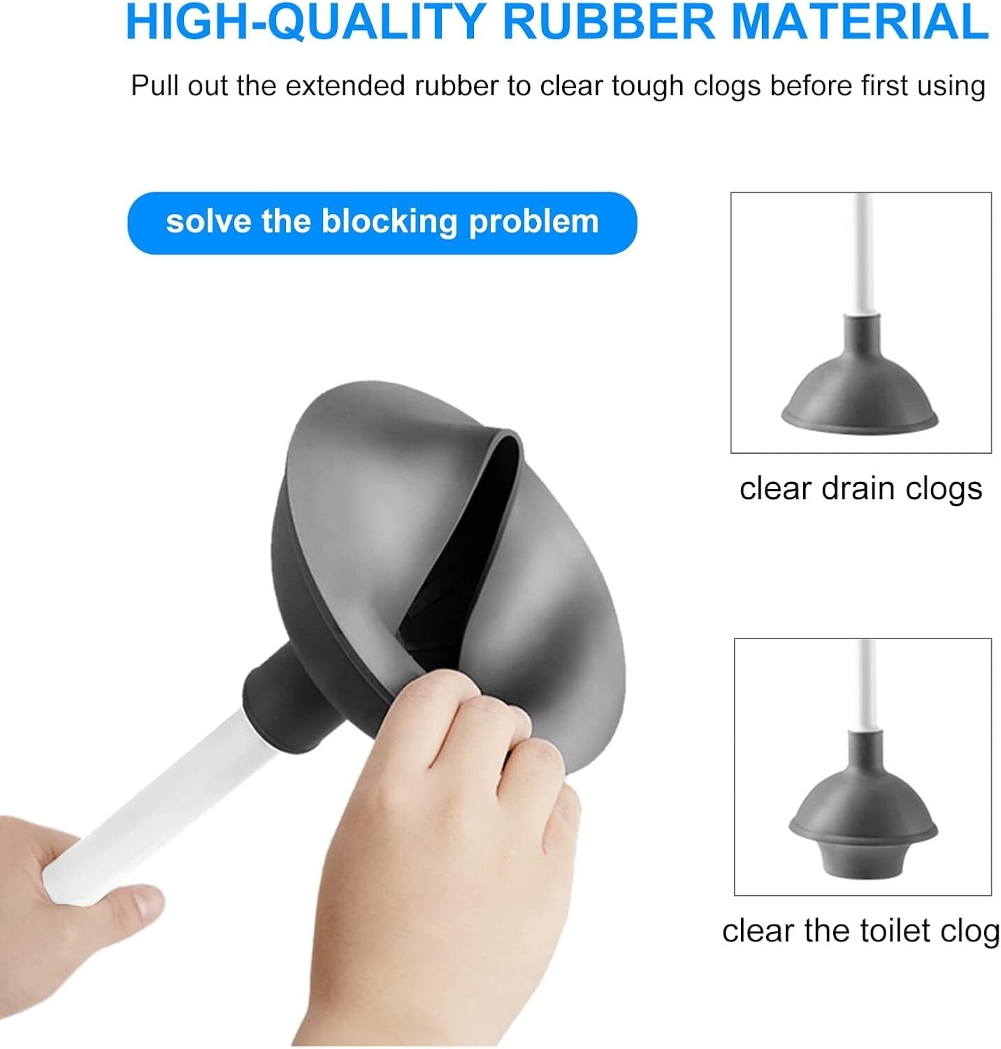 White Toilet Cleaning Set: 3-Piece Brush & Plunger with Convenient Caddy